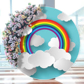 Aperturee - Cute And Lovely Rainbow Cloud Circle Birthday Backdrop